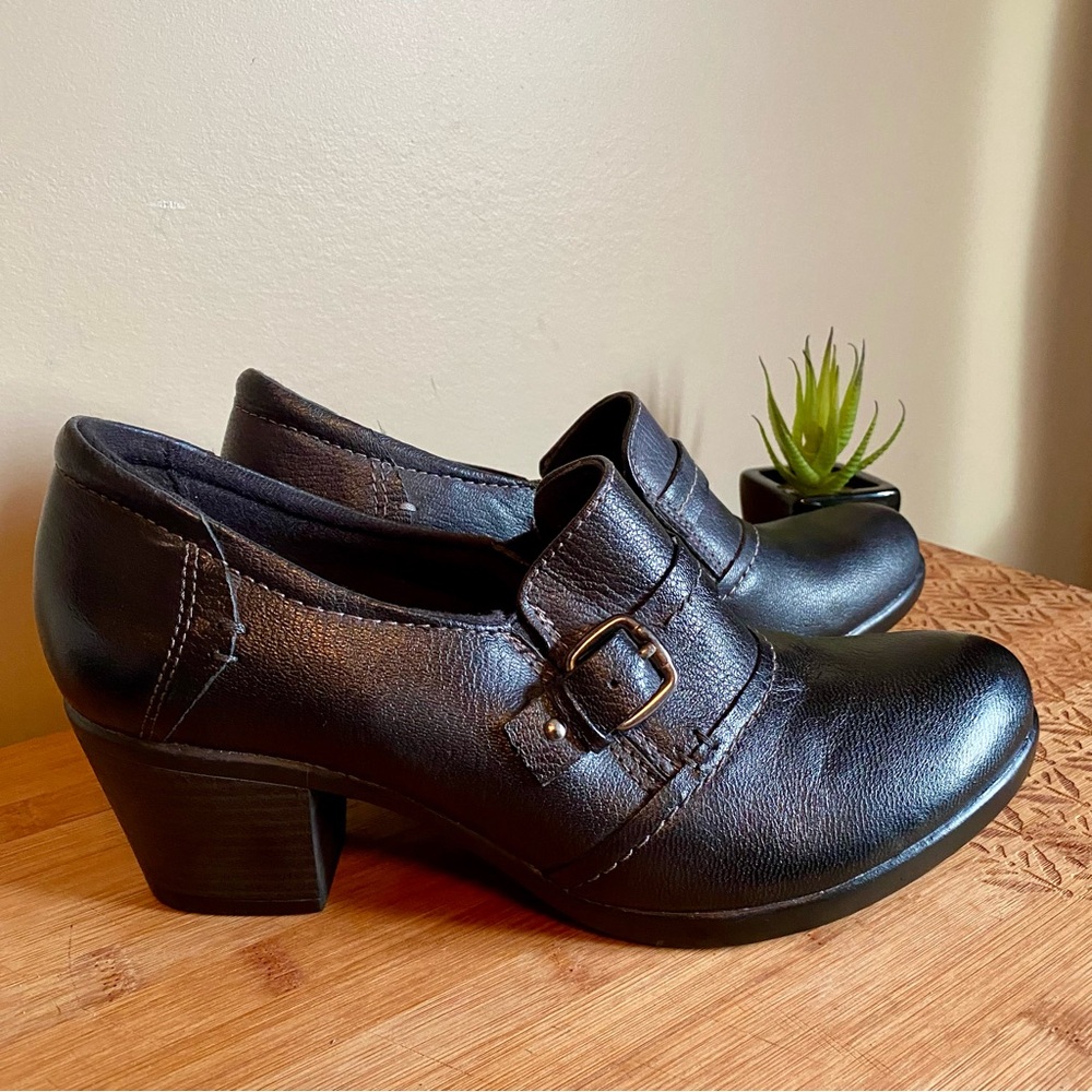 Earth Spirit -Black Leather Heeled Shoes-Size 8.5